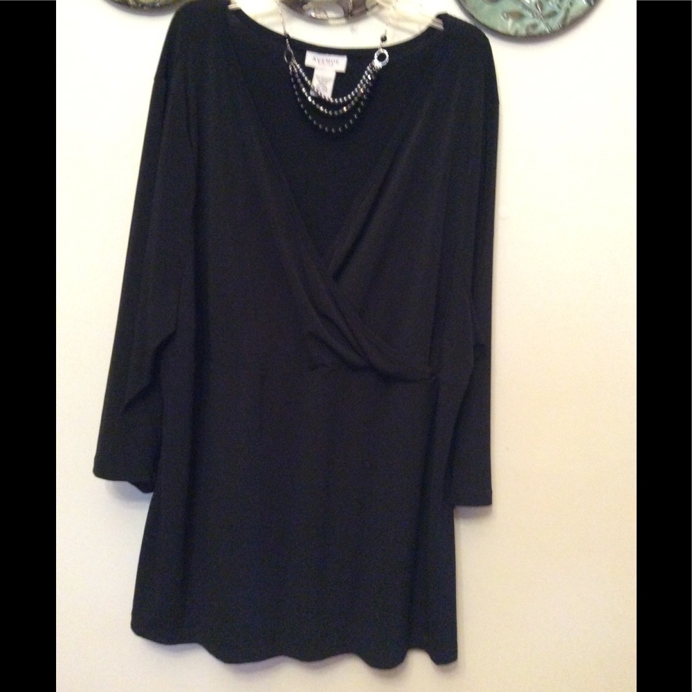 Avenue Sleek Wrap Stretch Knit Empire Bodice Top - Picture 4 of 5